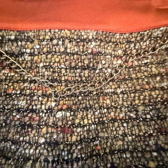 Etcetera by Carlisle Gold Chain Brown/Orange Tweed midi skirt Size 8/Medium $395 - Picture 8 of 11